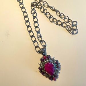 Carolyn Pollack Necklace  with Pink and Purple Stone Pendant